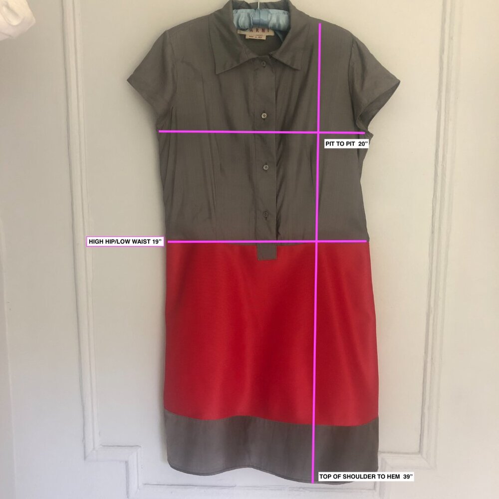 MARNI unusual mixed media ,slight A-Line, half placket shirtdress